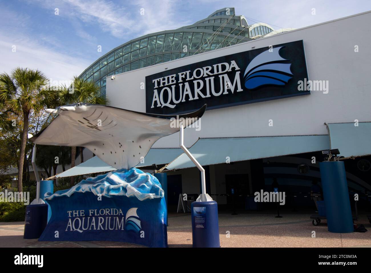 Eintritt zum Florida Aquarium in Tampa, FL - 5. Dezember 2023 Stockfoto