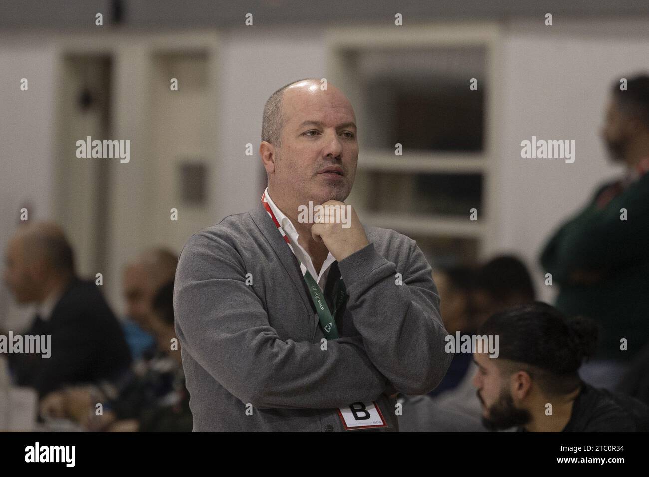 Guimarães, 09/2023 - Vitória SC traf heute Nachmittag auf den FC Porto in Pavilhão União Vimaranense, in einem Spiel der nationalen Handballmeisterschaft Eduardo Fernandes (Pedro Correia/Global Imagens) Stockfoto