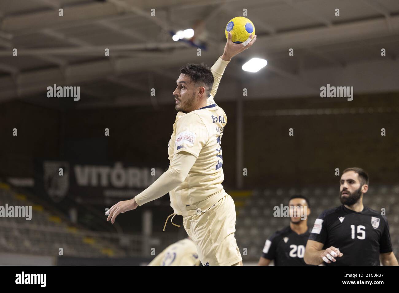 Guimarães, 09/2023 - Vitória SC traf heute Nachmittag auf den FC Porto in Pavilhão União Vimaranense, in einem Spiel der nationalen Handball-Meisterschaft Ignacio Plaza (Pedro Correia/Global Imagens). Credit: Atlantico Press/Alamy Live News Stockfoto