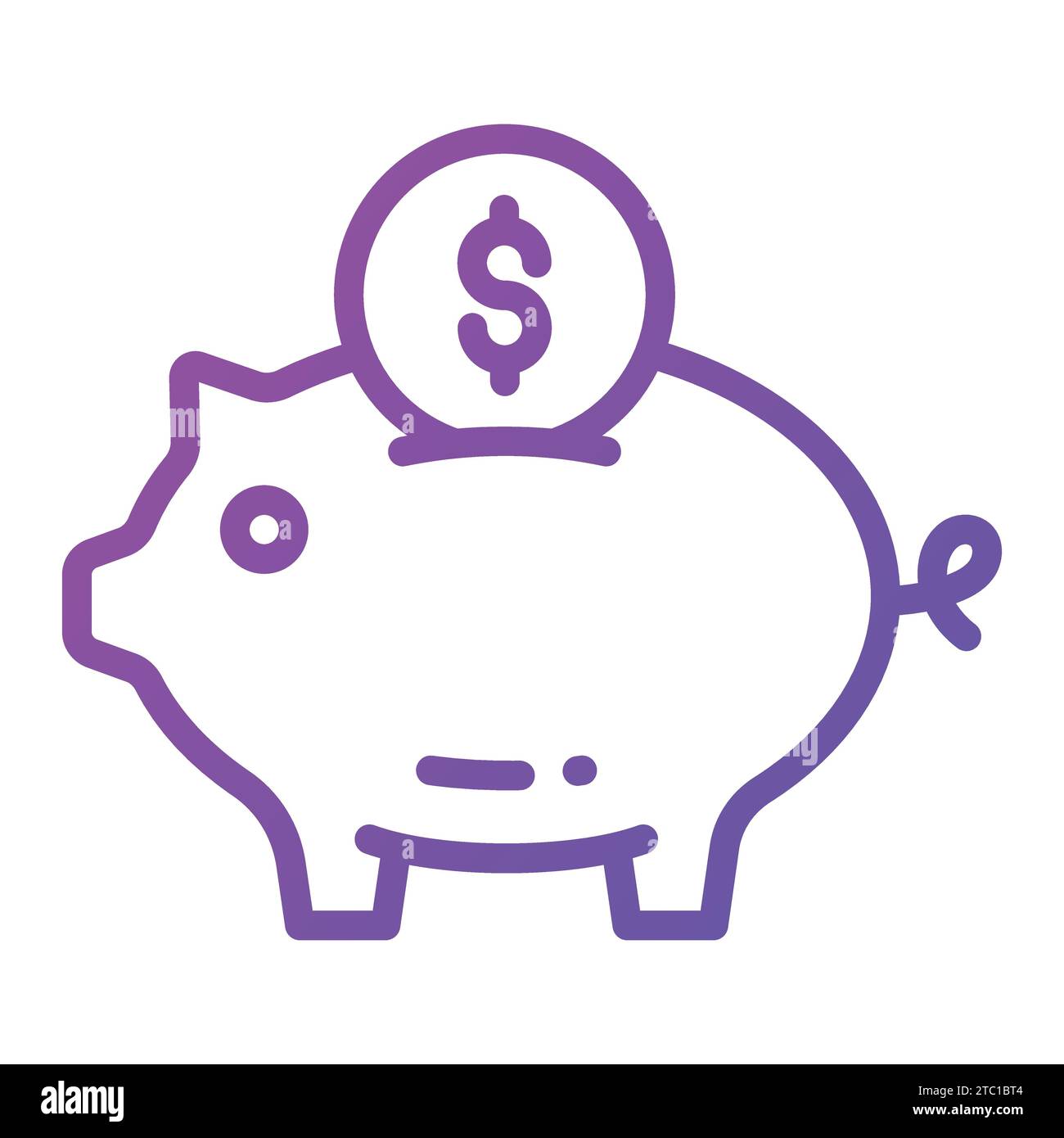 Schweinebank mit Dollarmünze, trendiges flaches Vektor-Design von Geldeinsparungen. Stock Vektor