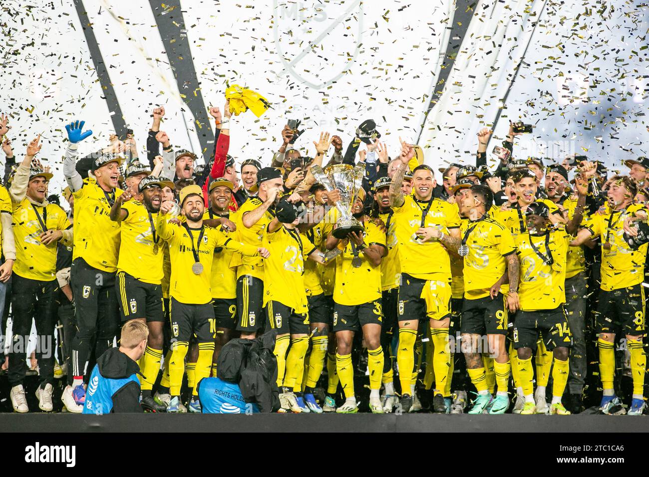 Columbus, Ohio, USA. Dezember 2023. Die Columbus Crew gewinnt ihren dritten MLS Cup und besiegt den Titelverteidiger LAFC mit 2:1. (Kindell Buchanan/Alamy Live News) Stockfoto