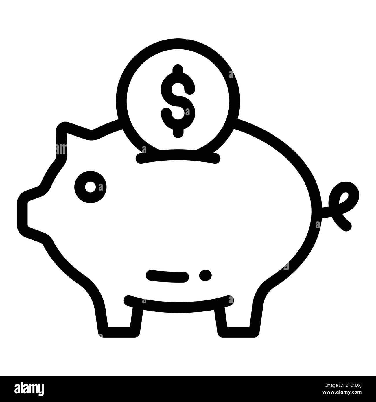 Schweinebank mit Dollarmünze, trendiges flaches Vektor-Design von Geldeinsparungen. Stock Vektor