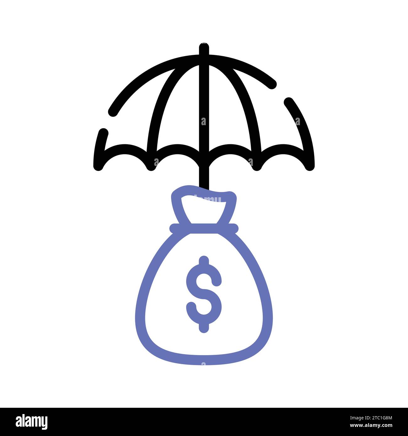 Finanzen. Vektor Illustration Versicherung. Regenschirm Über das