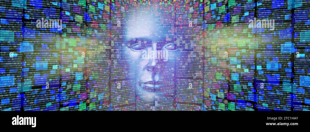 Die Zukunft der Künstlichen Intelligenz und KI-Technologie als Robotermetaverse und Robotercomputer und VR-Technologien oder Augmented Reality als Computer Stockfoto