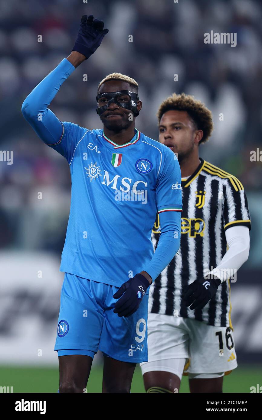 Victor Osimhen vom SSC Napoli Gesten beim Spiel der Serie A zwischen