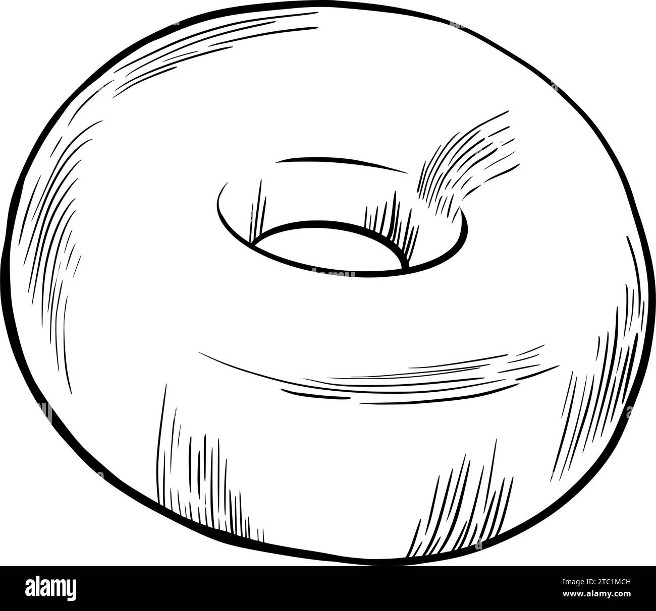 Klassischer Donut. Vektorabbildung. Grapgischer STYLE. Handgezeichnet in einem einfachen minimalistischen Stil. Kann für Küche, Notizen, Kochbuch, Textilien verwendet werden. Will Stock Vektor