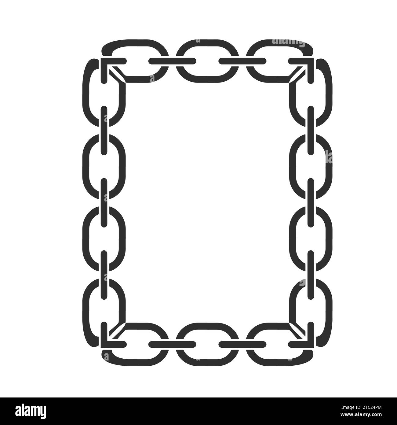 Kettenrahmen rechteckiger Form, Metallglieder wiederholen sich endlos, Vektorillustration isoliert Stock Vektor