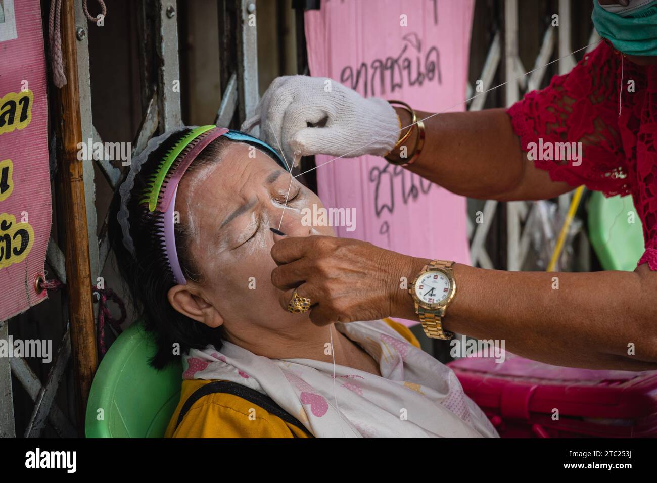 Bangkok, Thailand. Dezember 2023. Eine Nahaufnahme eines Gesichtsfädels