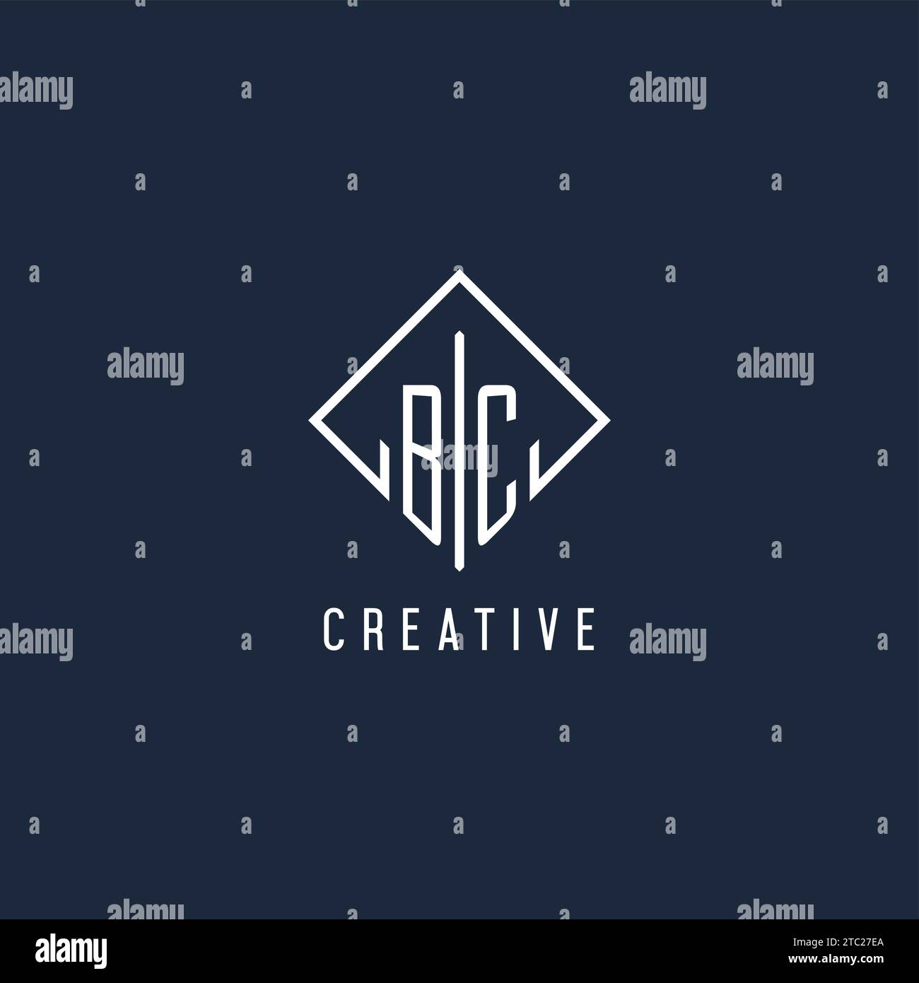 BC Initial Logo mit luxuriöser Vektorgrafik im Rechteckdesign Stock Vektor