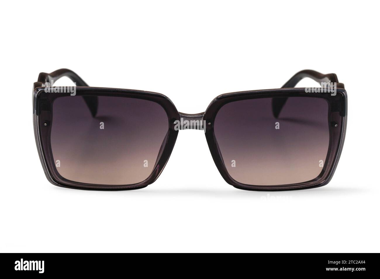 Frauen-Sonnenbrille aus der Nähe isoliert auf weißem Hintergrund Stockfoto