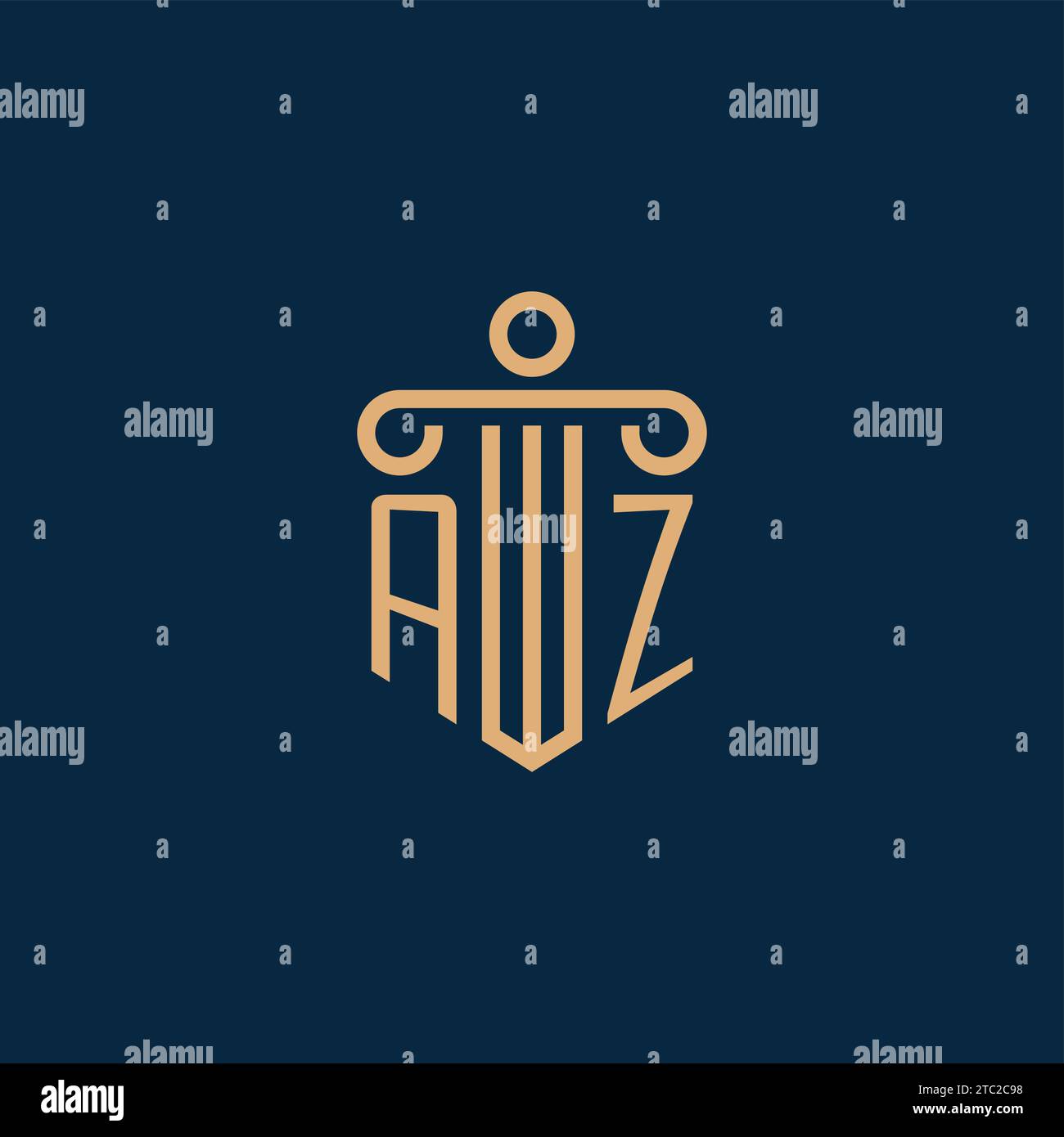 AZ Initial für Anwaltskanzleienlogo, Anwaltslogo mit Säulensymbol Stock Vektor
