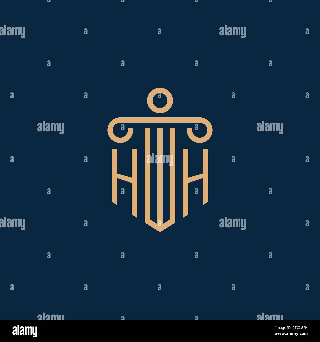 HH Initial für Anwaltskanzleienlogo, Anwaltslogo mit Säulensymbol Stock Vektor