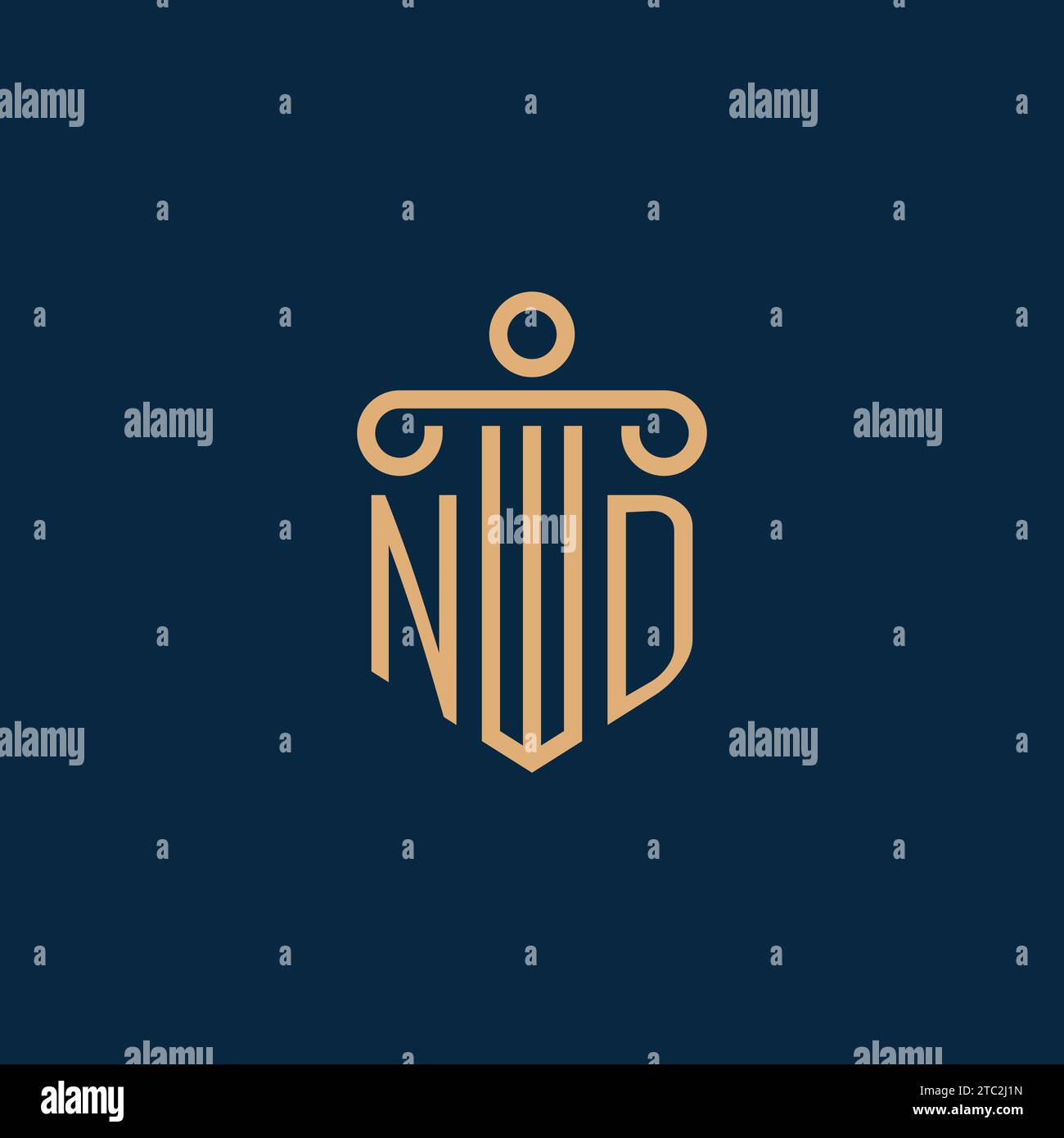 ND Initial für Anwaltskanzleienlogo, Anwaltslogo mit Säulensymbol Stock Vektor