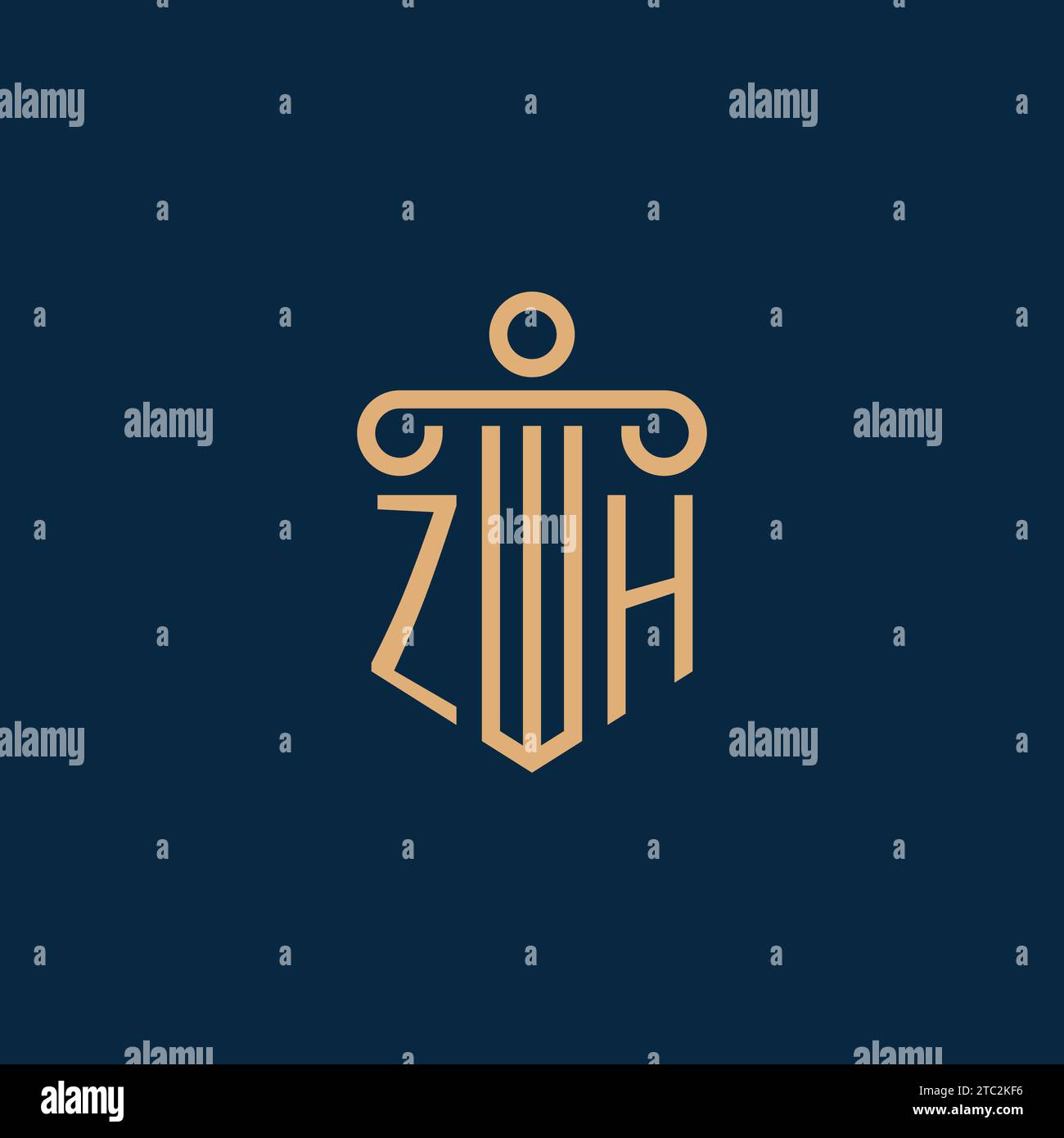 ZH Initial für Anwaltskanzleienlogo, Anwaltslogo mit Säulensymbol Stock Vektor