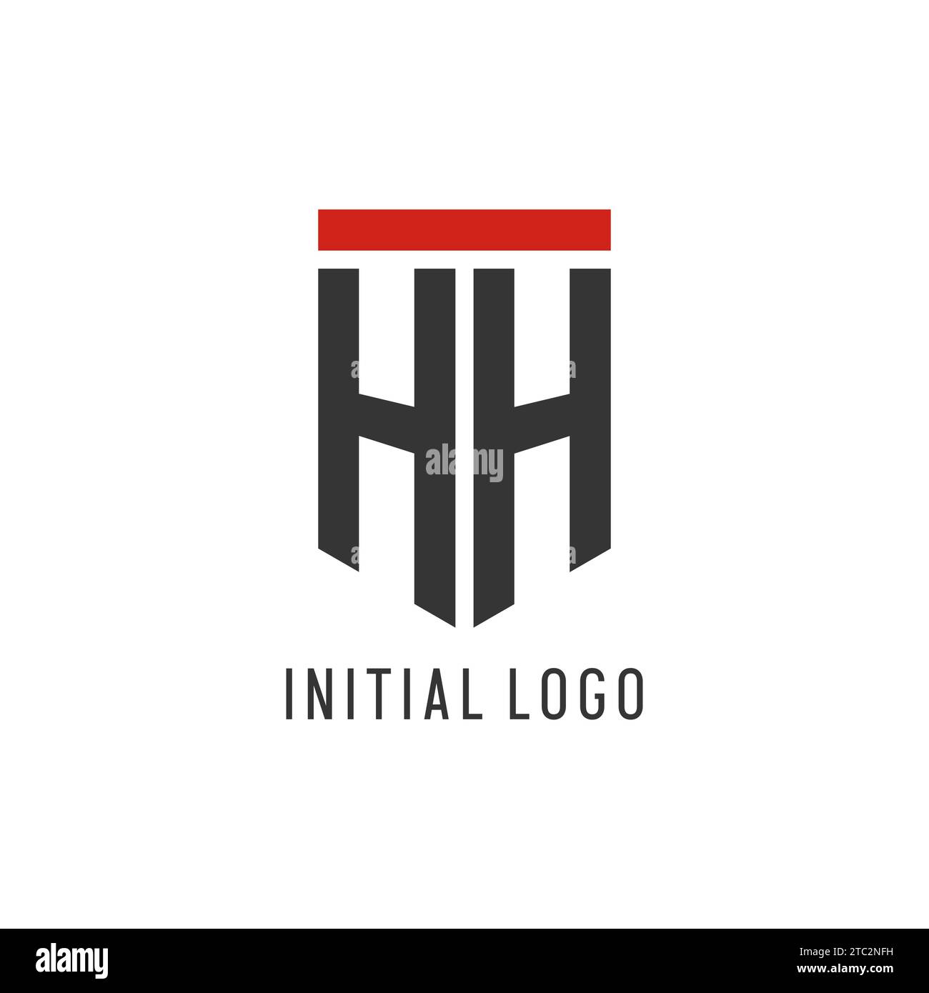 HH Initial Esport Logo mit einfacher Vektorgrafik im Shield Design Stock Vektor
