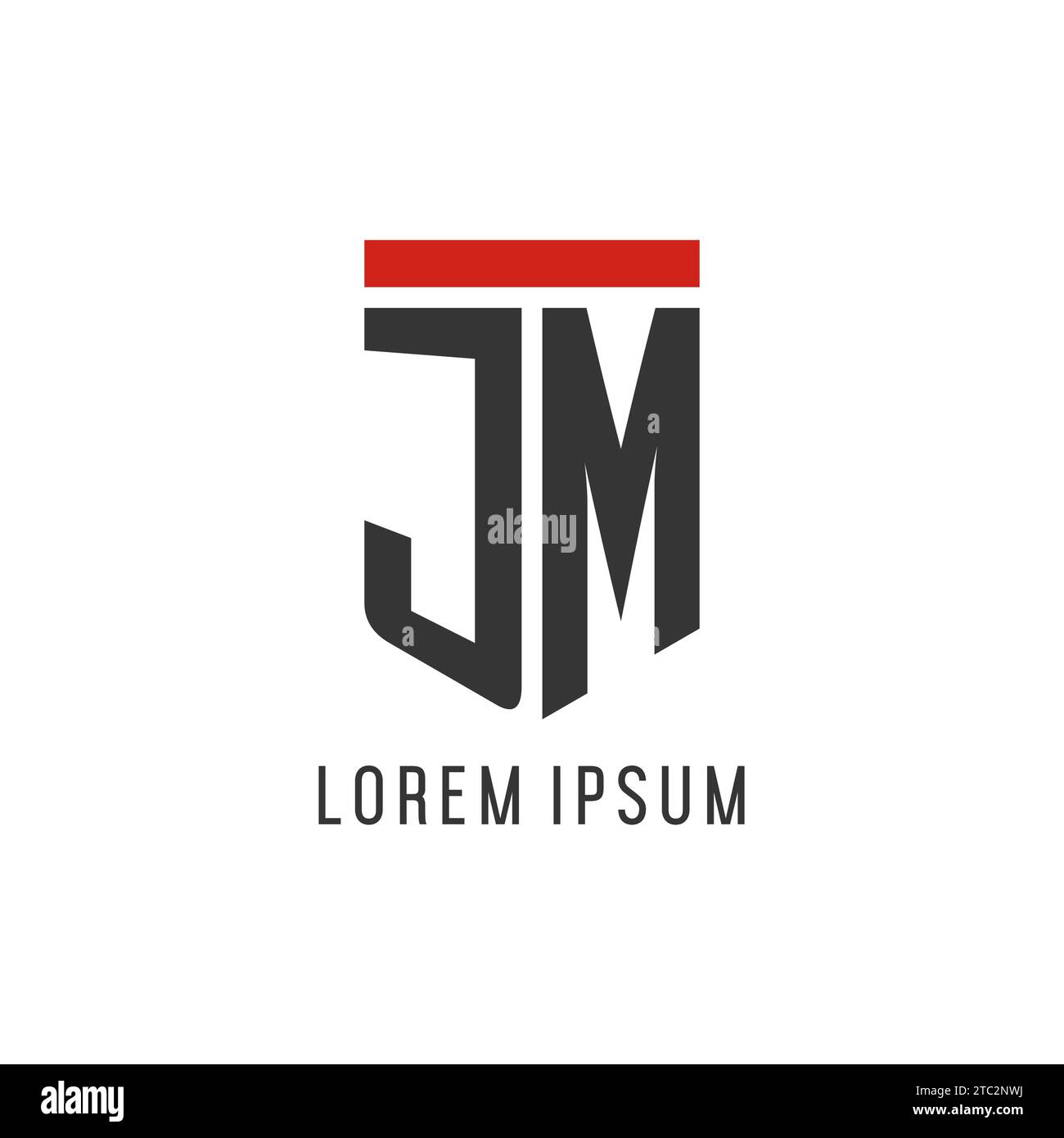 JM Initial Esport Logo mit einfacher Vektorgrafik im Schilddesign Stock Vektor