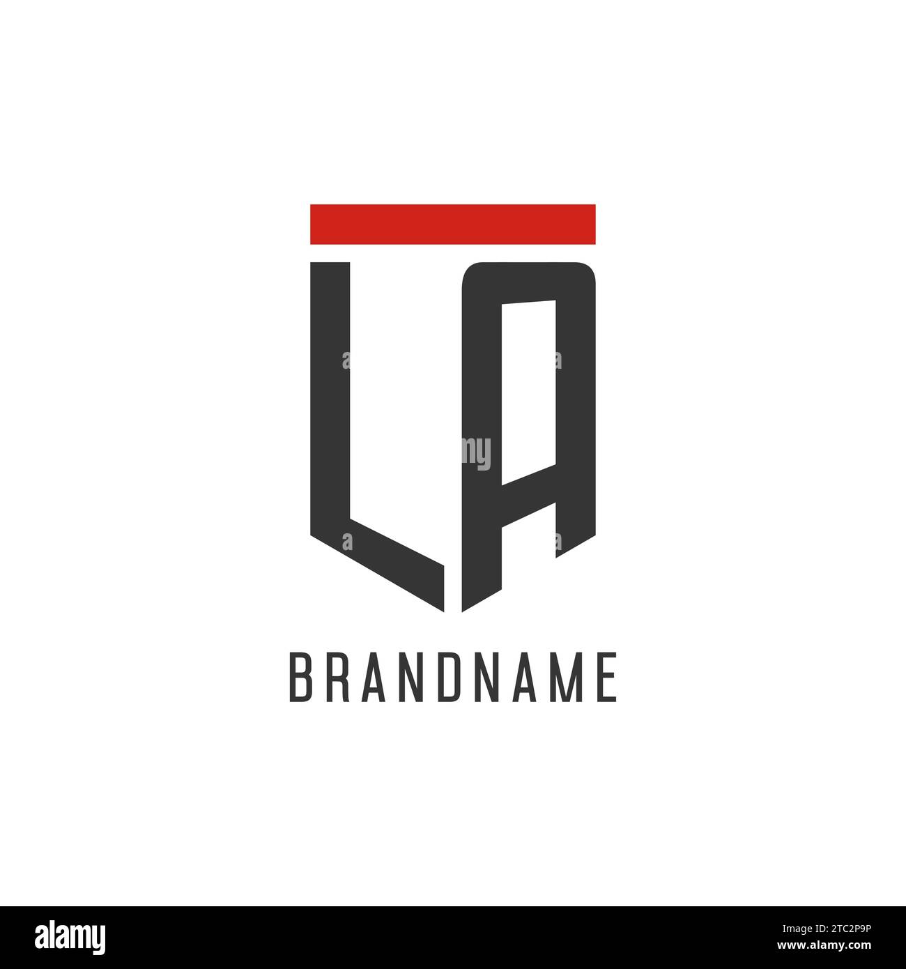 LA Initial Esport Logo mit einfacher Vektorgrafik im Schilddesign Stock Vektor