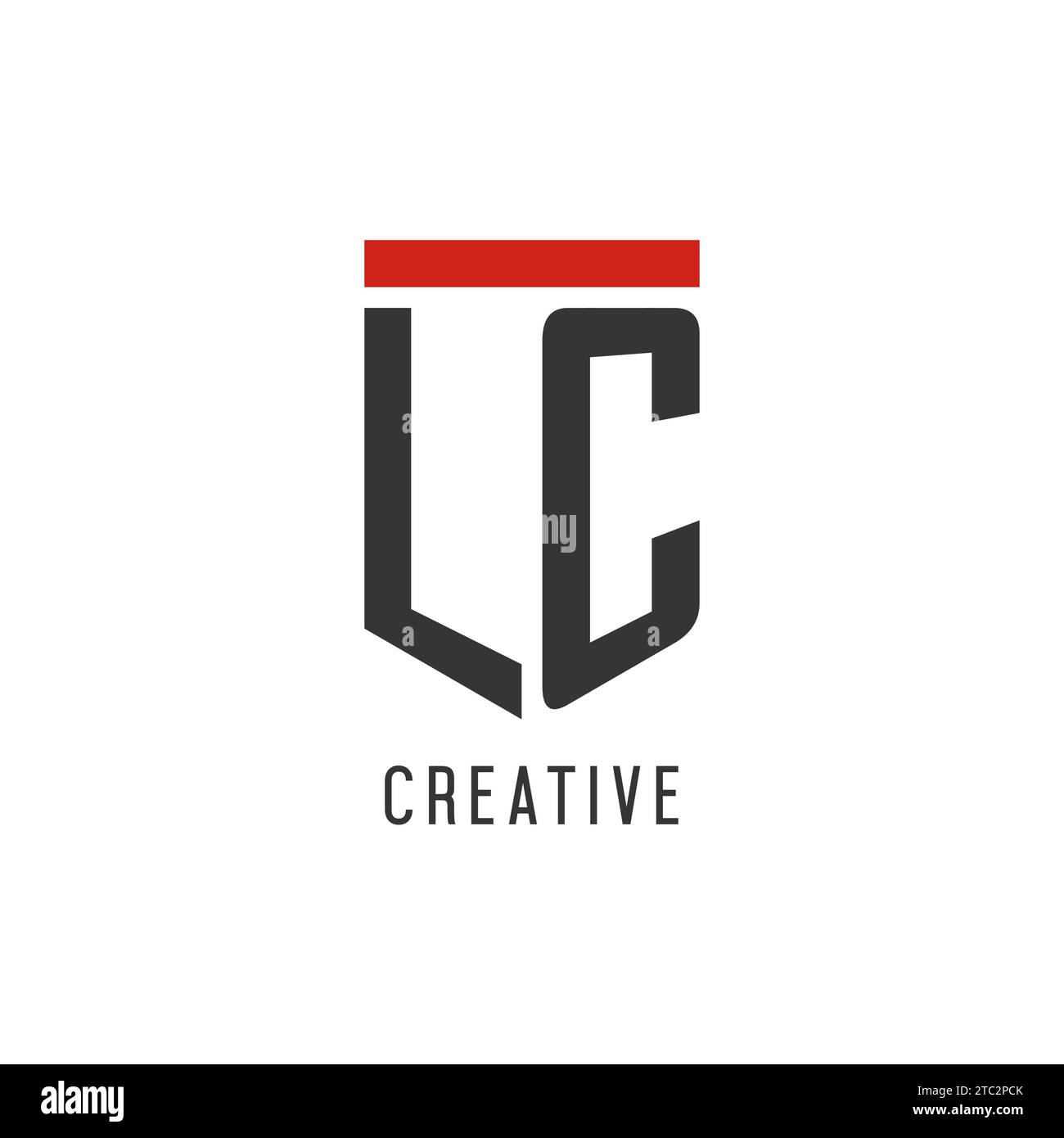 LC-Initial-Esport-Logo mit einfacher Vektorgrafik im Shield-Design Stock Vektor