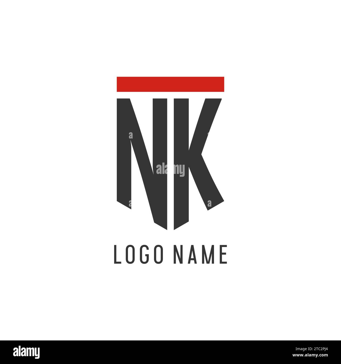 NK Initial Esport-Logo mit einfacher Vektorgrafik im Shield-Design Stock Vektor