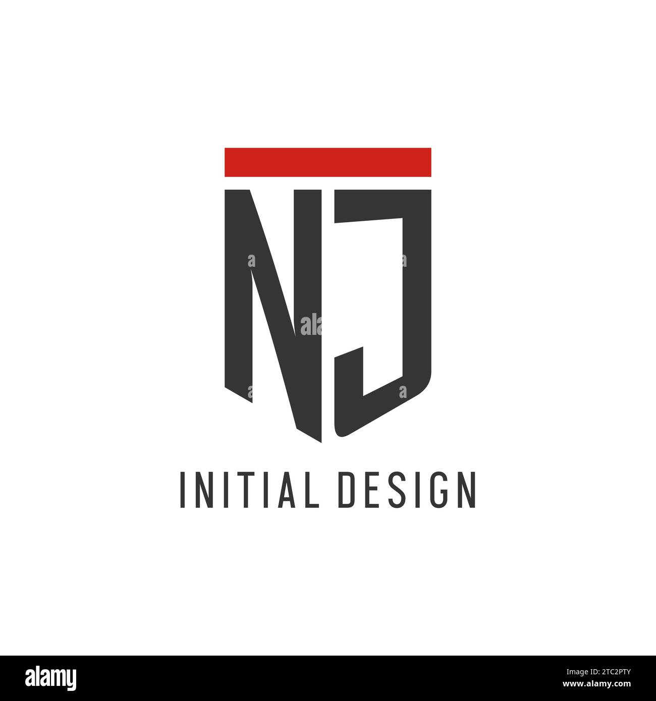 NJ Initial Esport-Logo mit einfacher Vektorgrafik im Shield-Design Stock Vektor