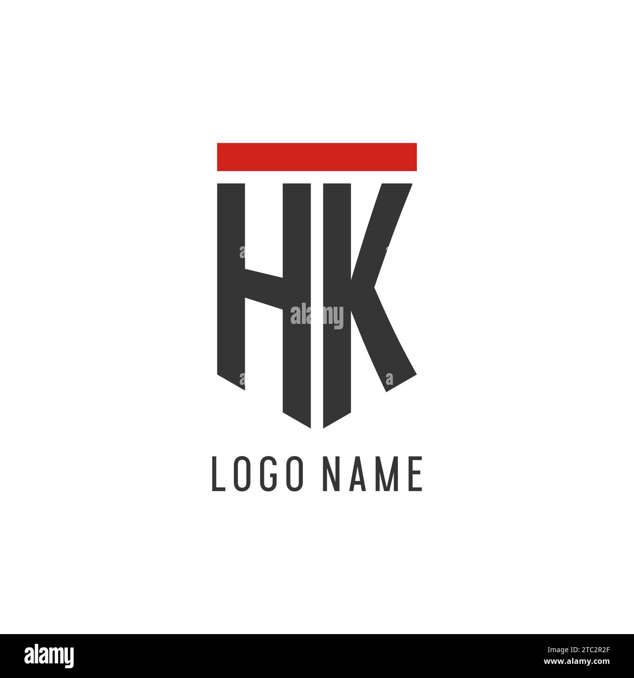 HK Initial Esport Logo mit einfacher Vektorgrafik im Schilddesign Stock Vektor