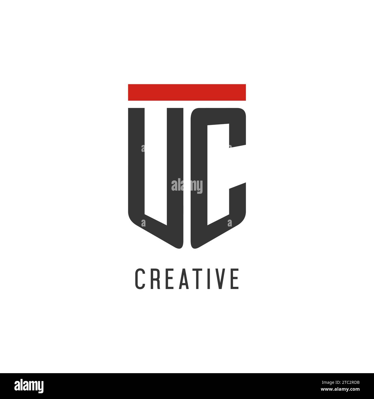UC-Initial-Esport-Logo mit einfacher Vektorgrafik im Shield-Design Stock Vektor