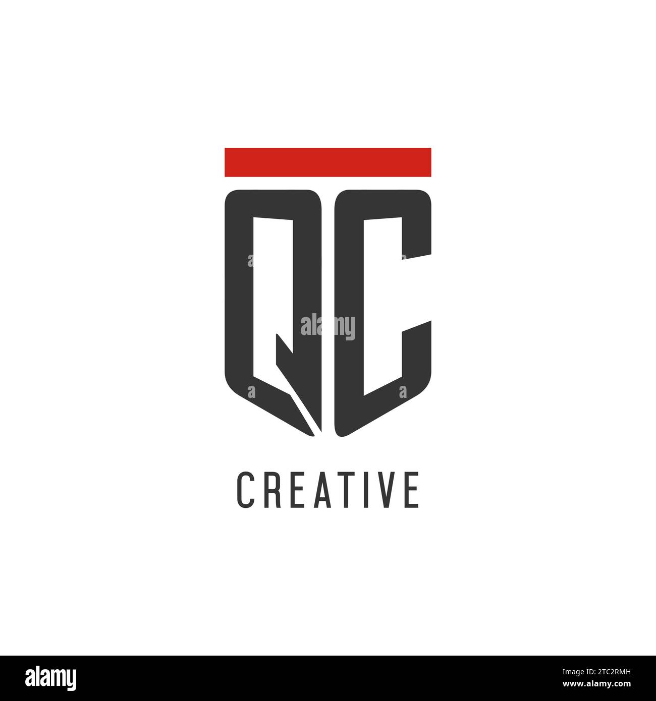 QC-Initial-Esport-Logo mit einfacher Vektorgrafik im Shield-Design Stock Vektor