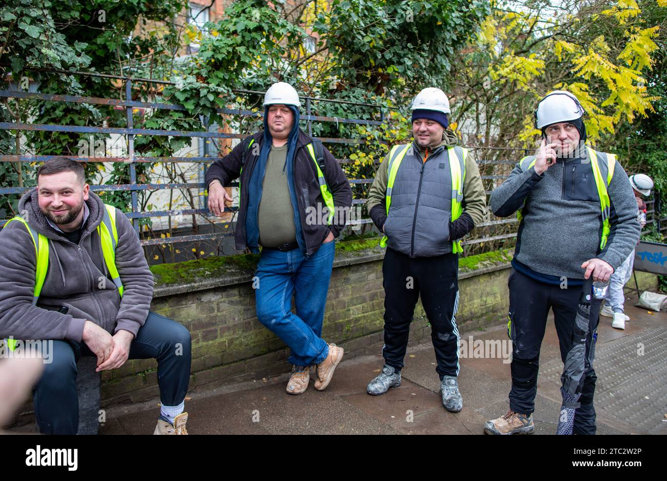 Porträt von Arbeitern in London, Großbritannien Stockfoto