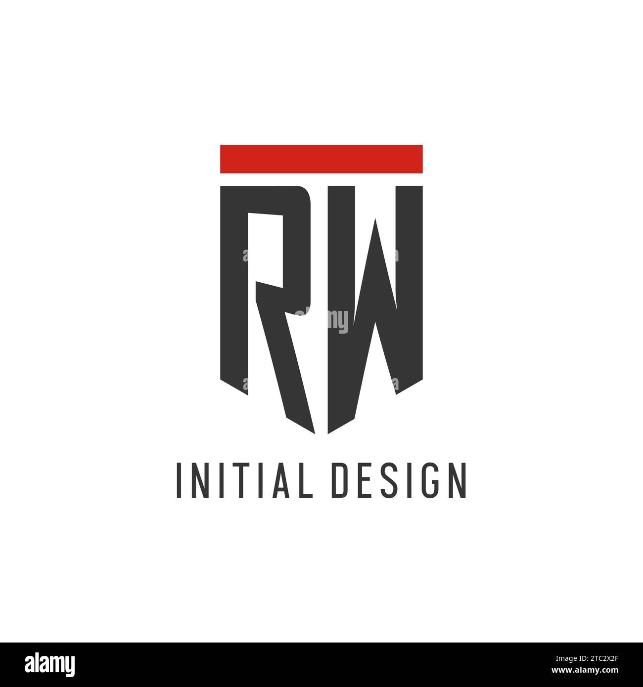 RW Initial Esport-Logo mit einfacher Vektorgrafik im Shield-Design Stock Vektor