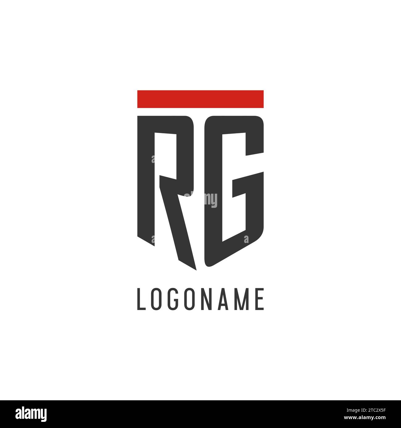RG Initial Esport-Logo mit einfacher Vektorgrafik im Shield-Design Stock Vektor