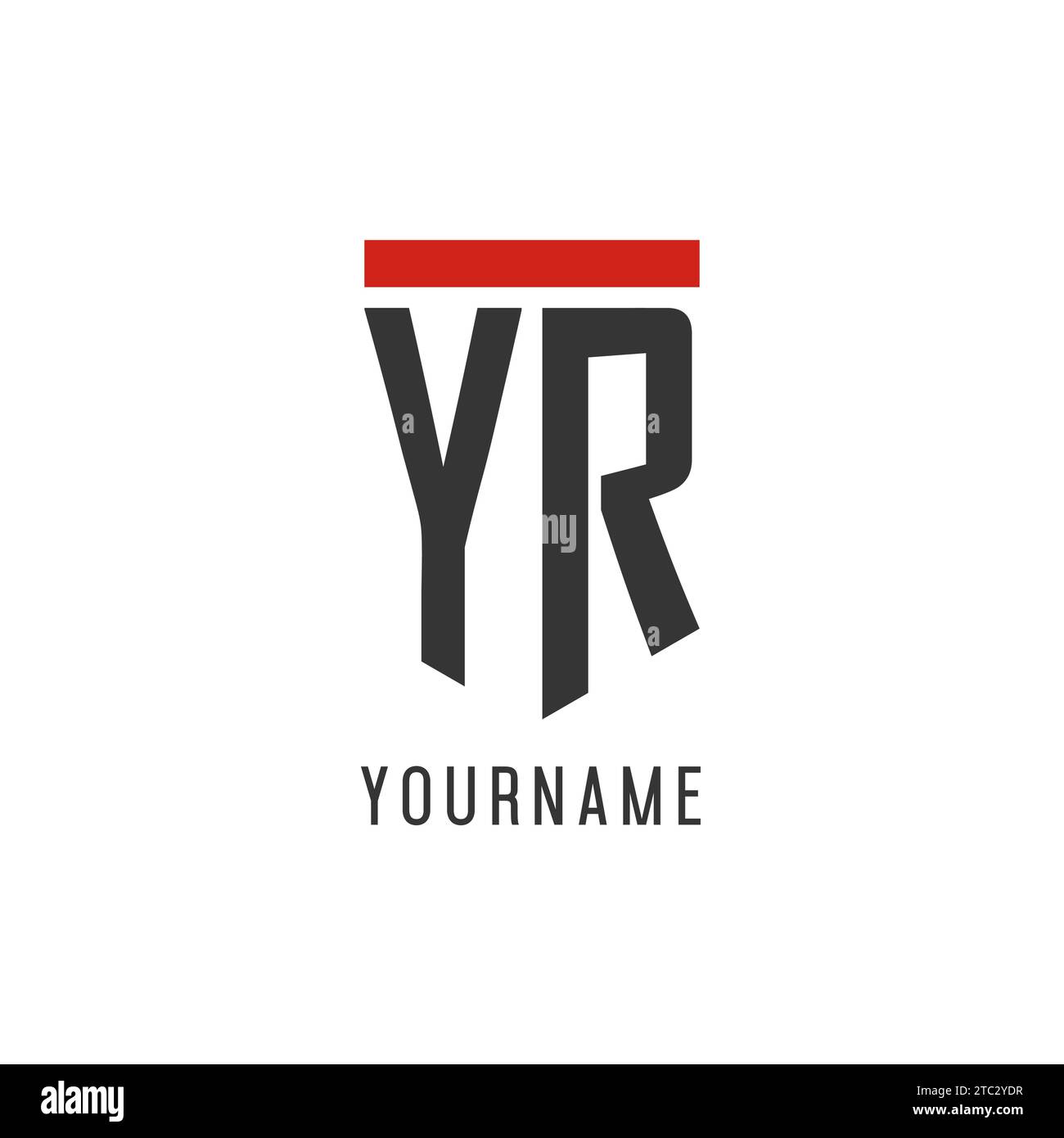 YR Initial Esport-Logo mit einfacher Vektorgrafik im Schilddesign Stock Vektor