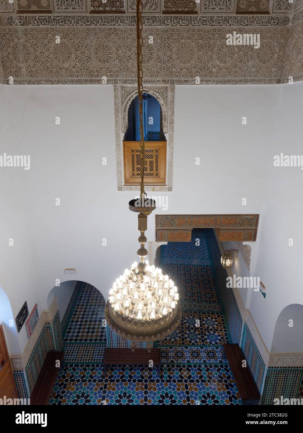 Ben Youssef Medersa historische islamische Schule/College Marrakesch aka Marrakech, Marokko, 10. Dezember 2023 Stockfoto