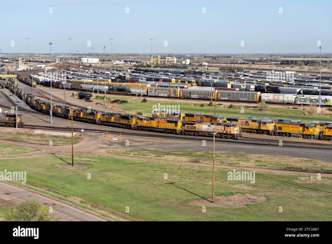 Bailey Yard von Union Pacific vom Golden Spike Tower in North Platte, NE, USA Stockfoto