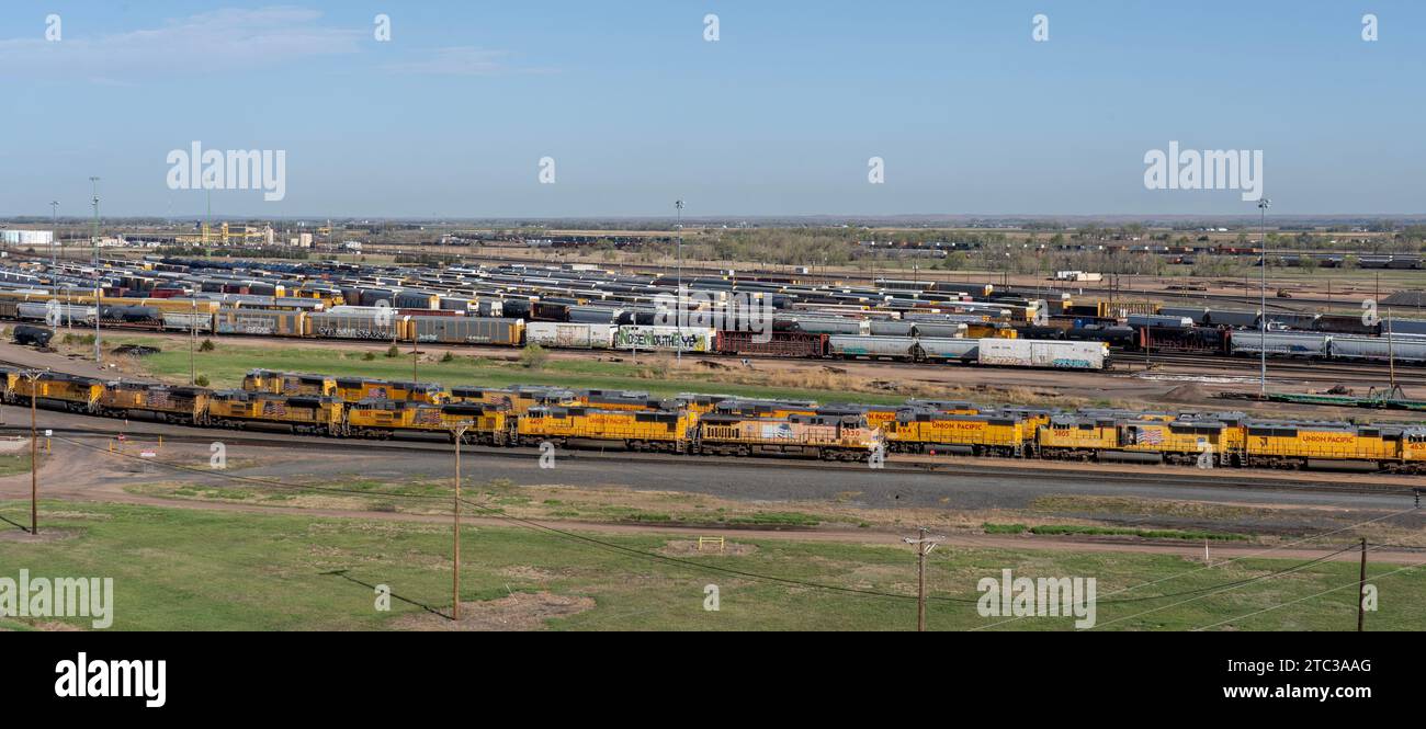 Bailey Yard von Union Pacific vom Golden Spike Tower in North Platte, NE, USA Stockfoto