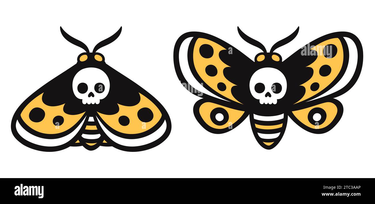 Der Totenkopffalter, Motte mit Totenkopf Form. Cartoon Zeichnung der ...