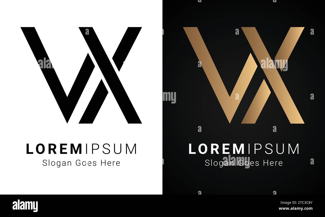 Luxuriöses Initial VX- oder XV-Monogramm-Logo-Design Stock Vektor