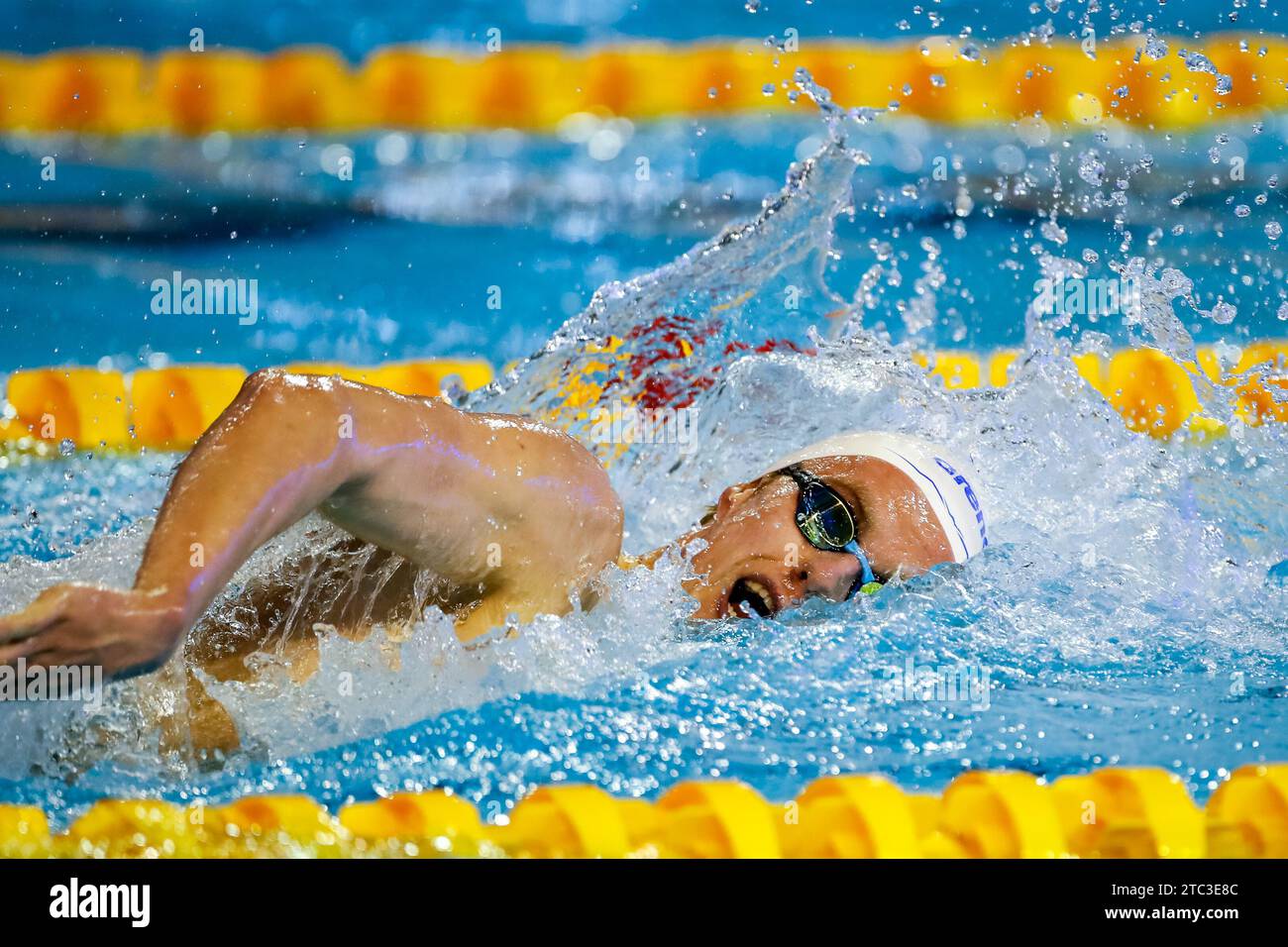 Otopeni, Rumänien. Dezember 2023. OTOPENI, RUMÄNIEN – 10. DEZEMBER: Thomas Jansen aus den Niederlanden trat am 10. Dezember 2023 im Otopeni Aquatics Complex in Otopeni, Rumänien, im 400-m-Einzelmedley-Finale der Herren während der Kurzkurs-Schwimmmeisterschaft 2023 an. (Foto: Nikola Krstic/BSR Agency) Credit: BSR Agency/Alamy Live News Stockfoto