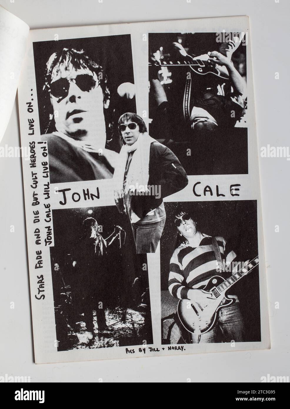 Fotos von John Cale im 1970er Jahre-Magazin, das KLEBER Punk Rock Fanzine SCHNÜFFELT Stockfoto