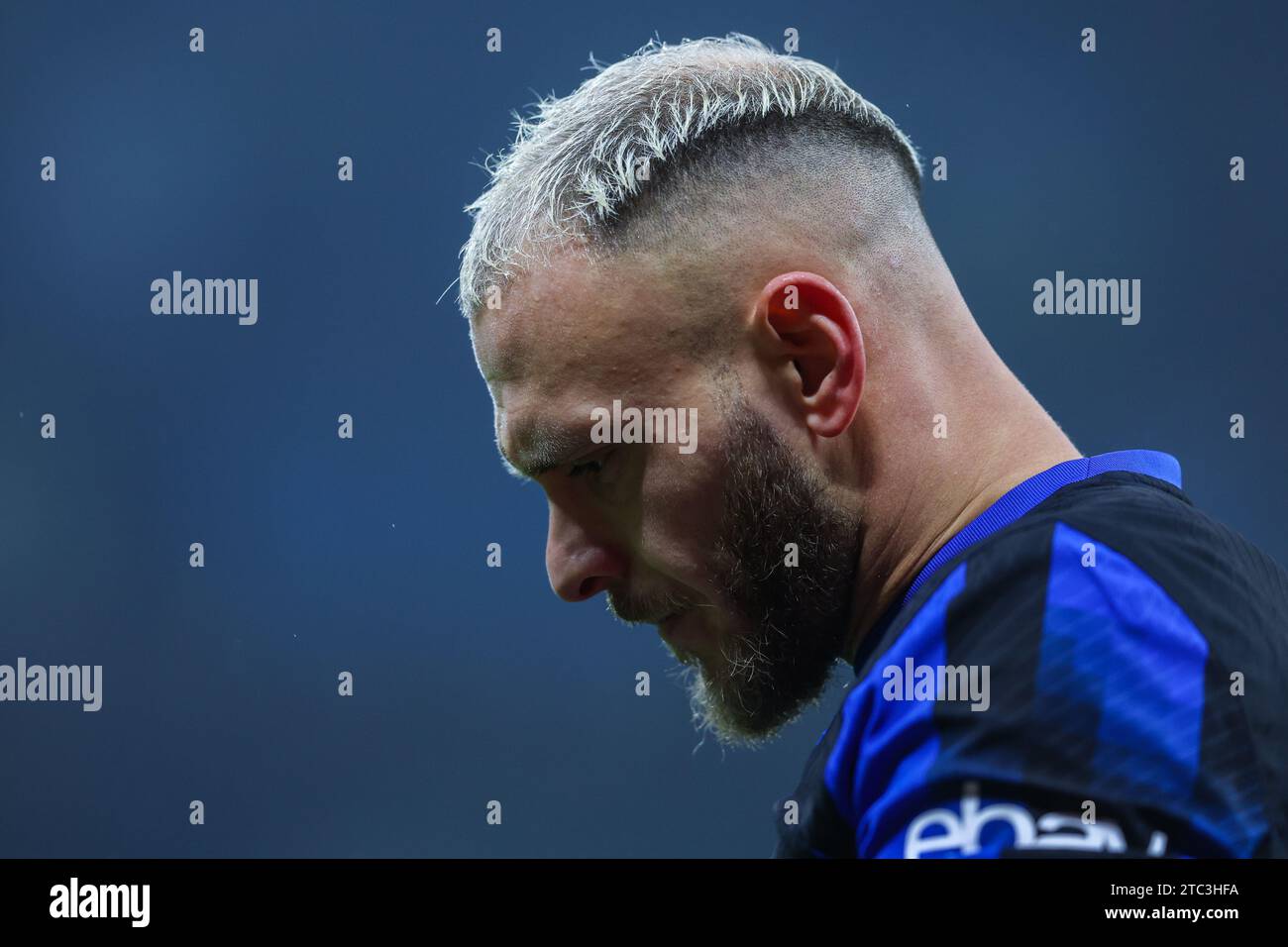 Federico Dimarco vom FC Internazionale war während des Fußballspiels zwischen Inter und Udinese 2023 im Giuseppe Meazza Stadion zu sehen. Endpunktzahl; Inter 4:0 Udinesisch. Stockfoto