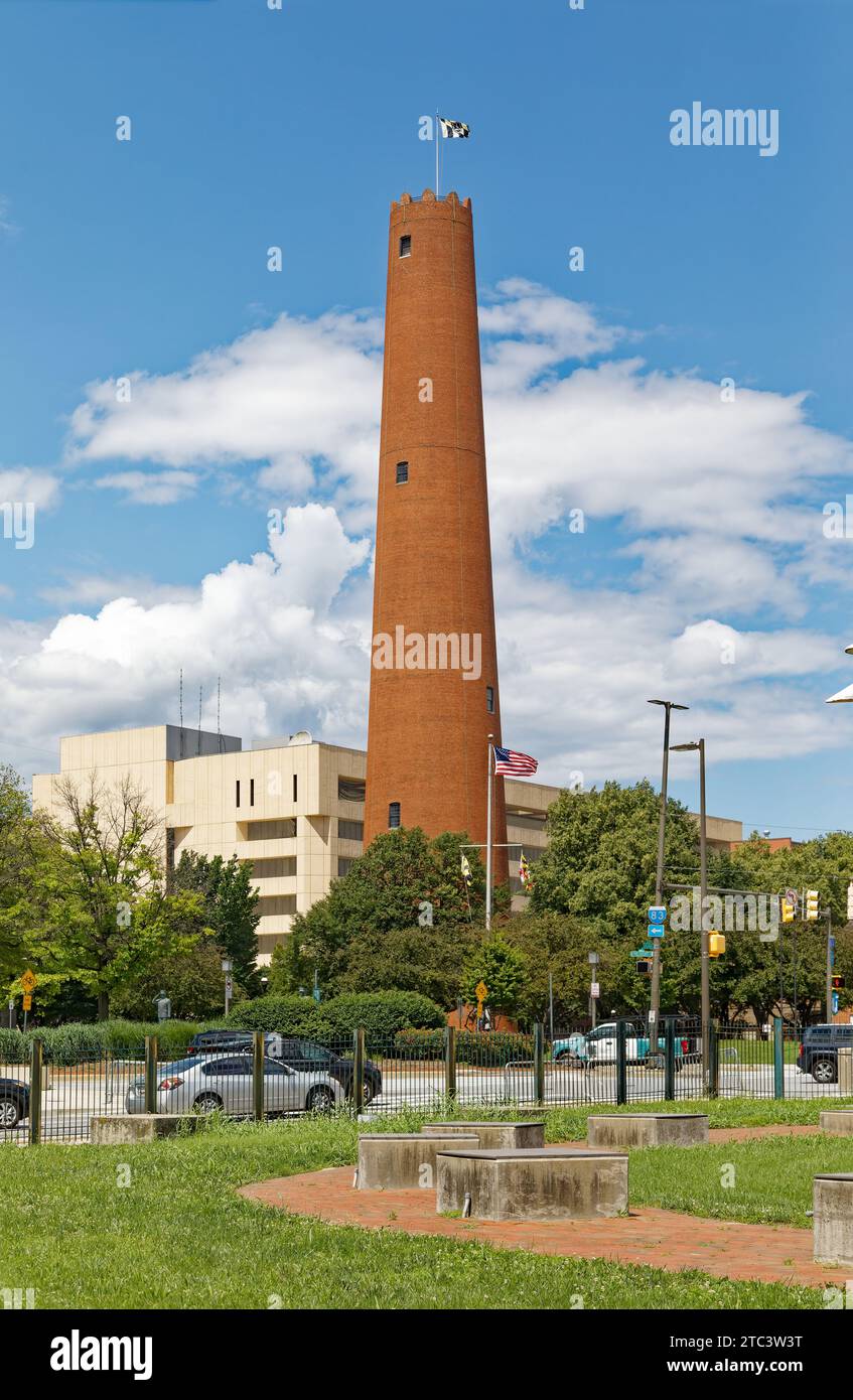 Phoenix Shot Tower produzierte Schuss – Bleipellets – durch das Gießen von geschmolzenem Blei durch ein Sieb in einen behälter mit kaltem Wasser. Stockfoto