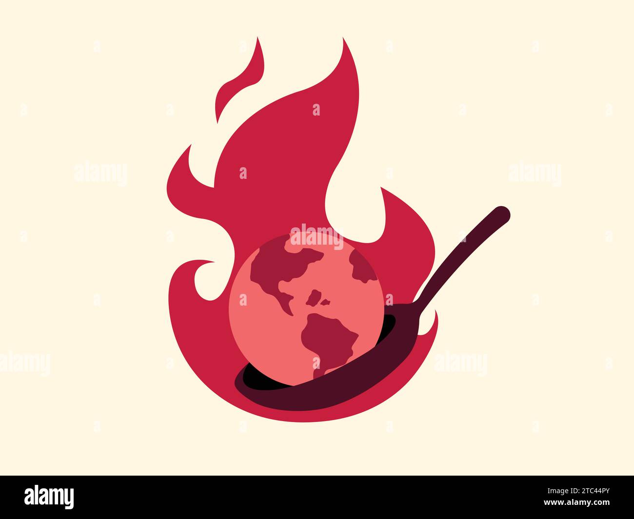 Globale Erwärmung Klimawandel, Erde brennt auf Feuer Illustration Stock Vektor