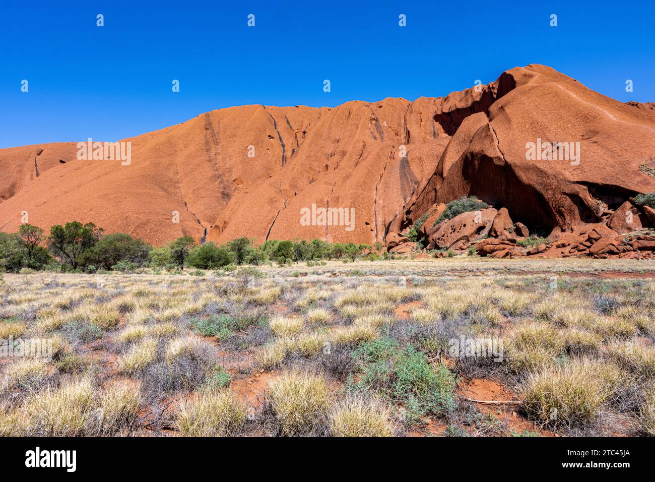 Uluru ist heilig für die Pitjantjatjara, die Aborigines der Gegend, bekannt als die Aṉangu. Das Gebiet um die Formation ist die Heimat einer Fülle von Stockfoto