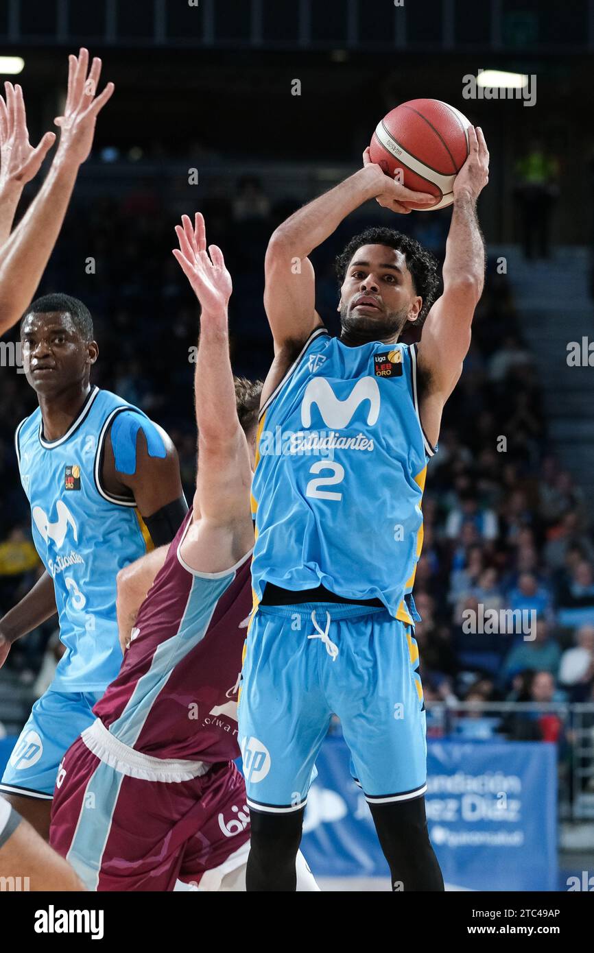 Spieler von Movistar Estudiantes im Spiel leb Oro zwischen Movistar Estudiantes und ICG Forca Lleida im Wizink Center Madrid Dez Stockfoto