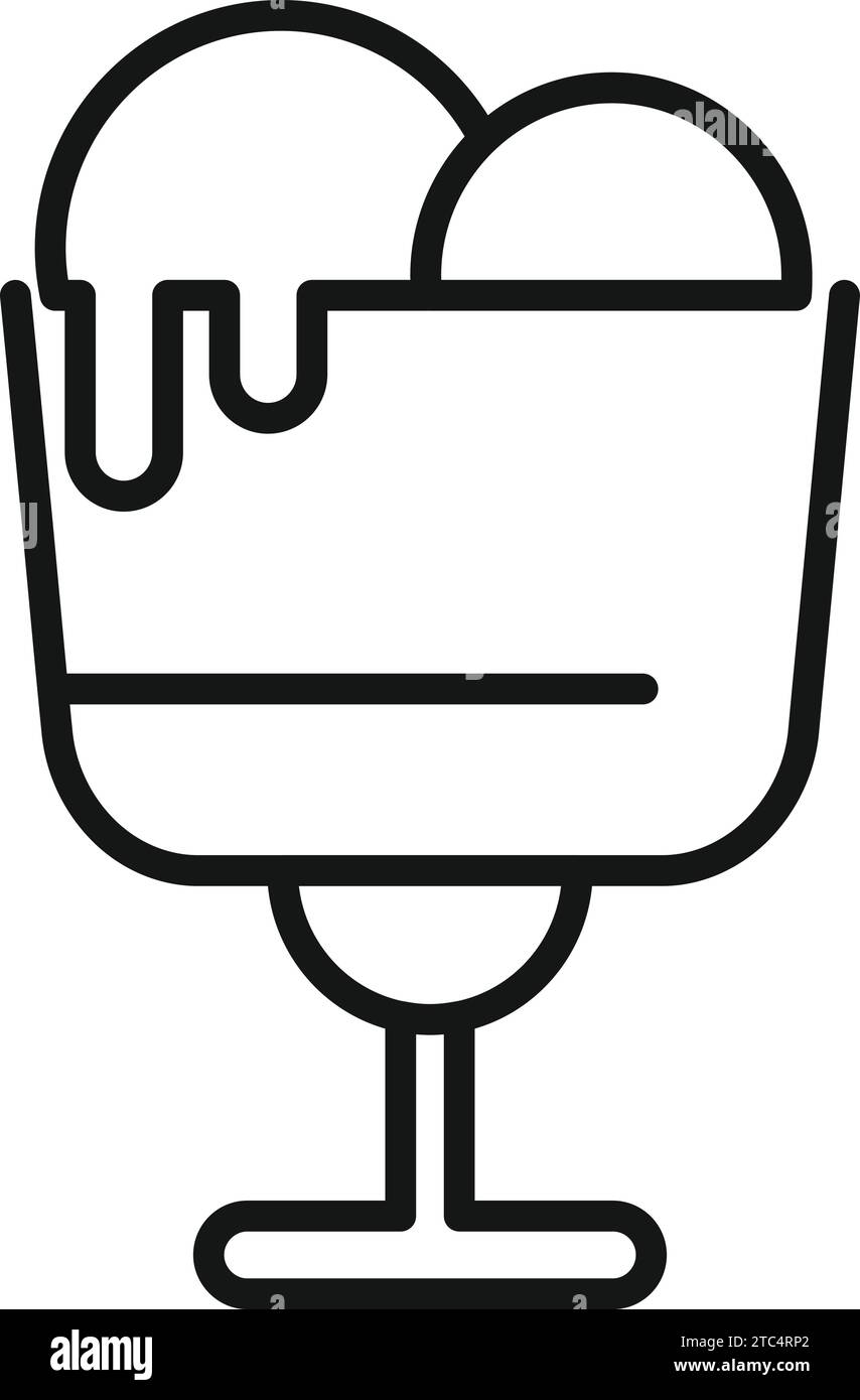 Konturvektor des Symbols für Creme-Eis. Eiscreme. Gefrorenes Dessert Stock Vektor