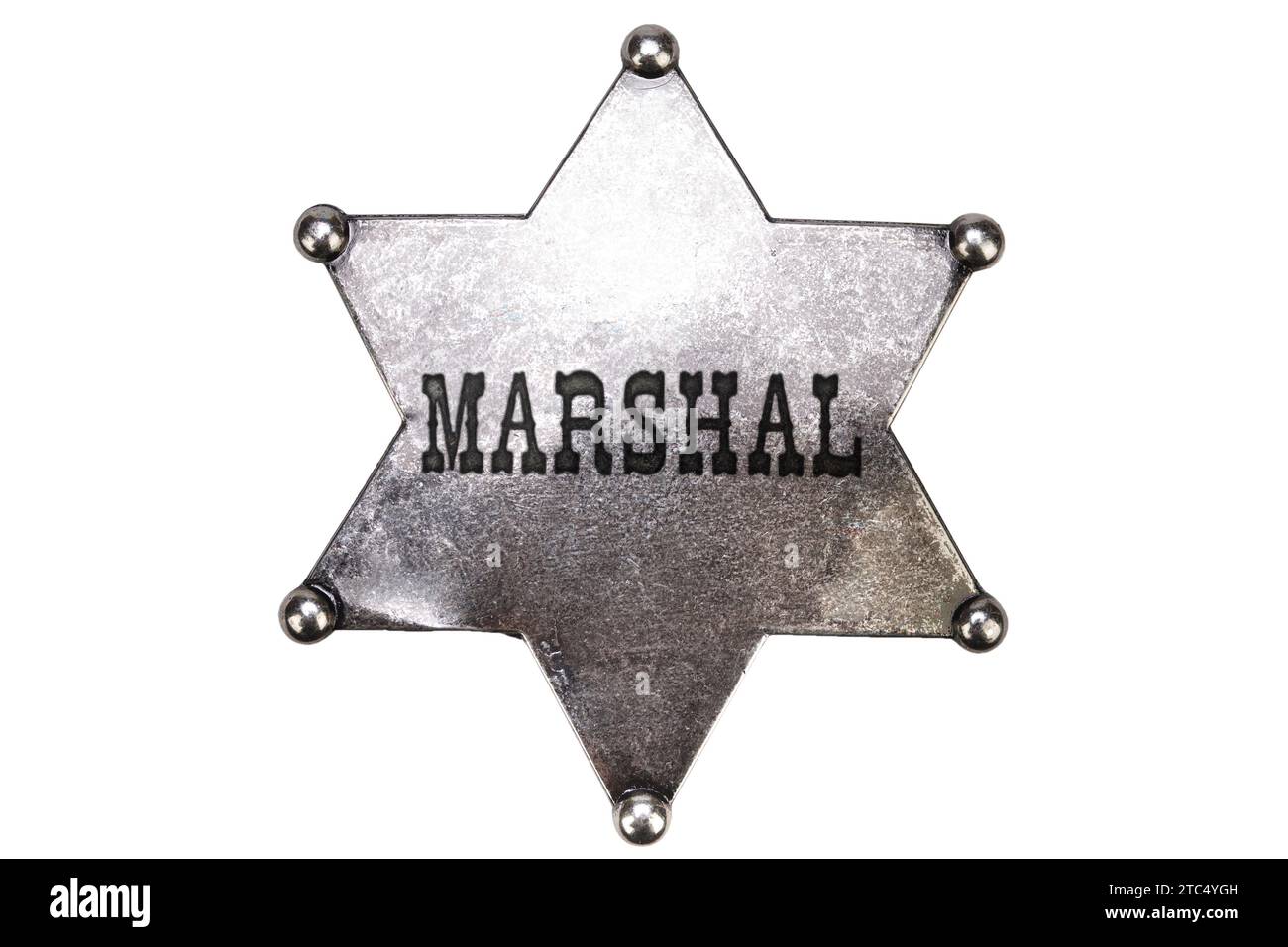 US-Marschall badge aus dem Wilden Westen auf weißem Hintergrund Stockfoto