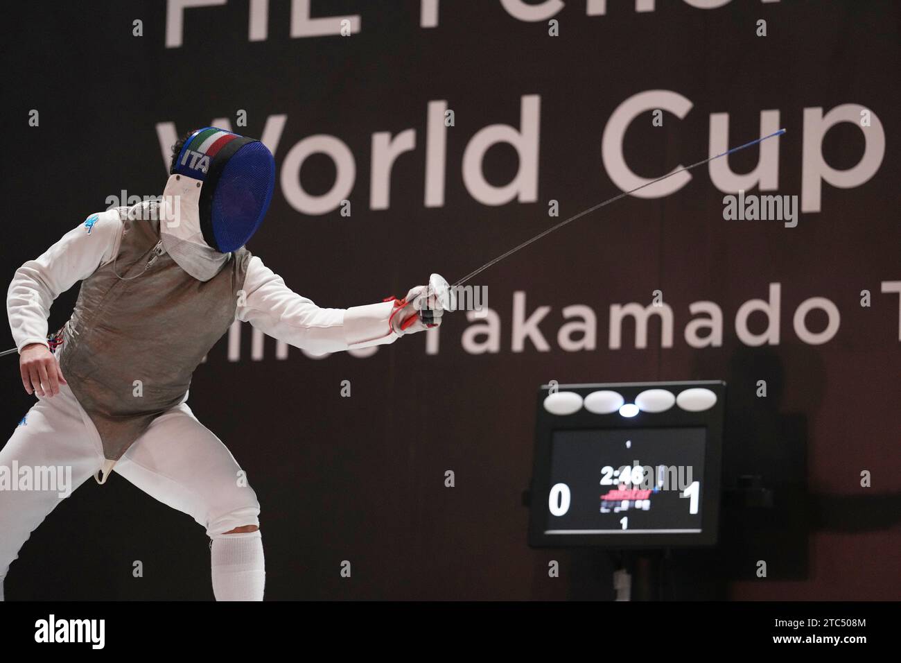 Aichi SKY EXPO, Aichi, Japan. Dezember 2023. Luperi Edoardo (ITA), 9. DEZEMBER 2023 - Fechten : 2023 Fechten World Cup Prince Takamado Trophy Herrenfolie Halbfinale bei Aichi SKY EXPO, Aichi, Japan. Quelle: Naoki Morita/AFLO SPORT/Alamy Live News Stockfoto