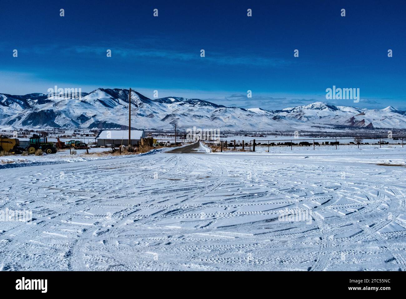 Blick auf das runde Tal im Winter Stockfoto