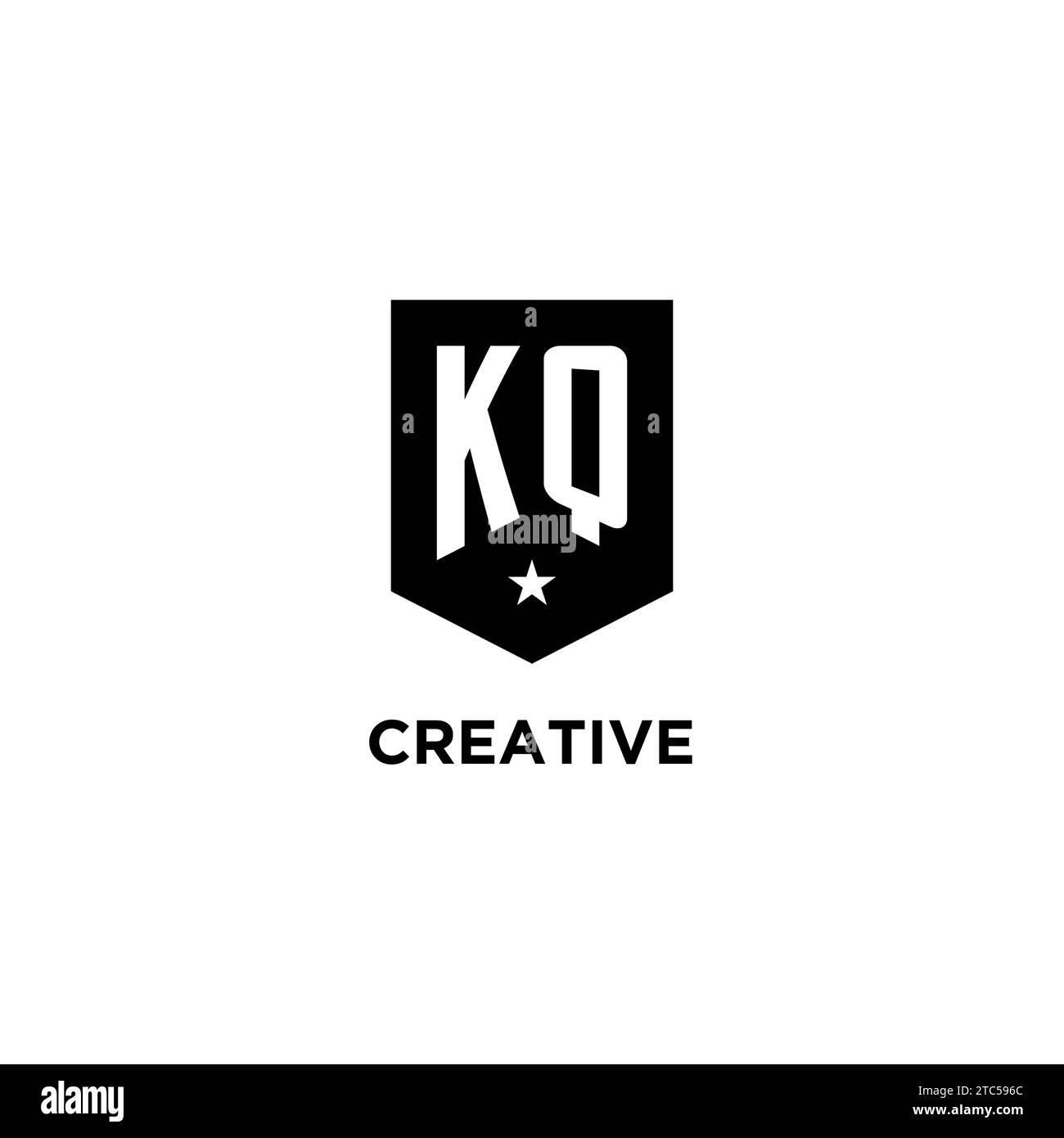 KQ-Monogramm-Initiallogo mit geometrischem Schild und Design-Ideen für Sternensykone Stock Vektor