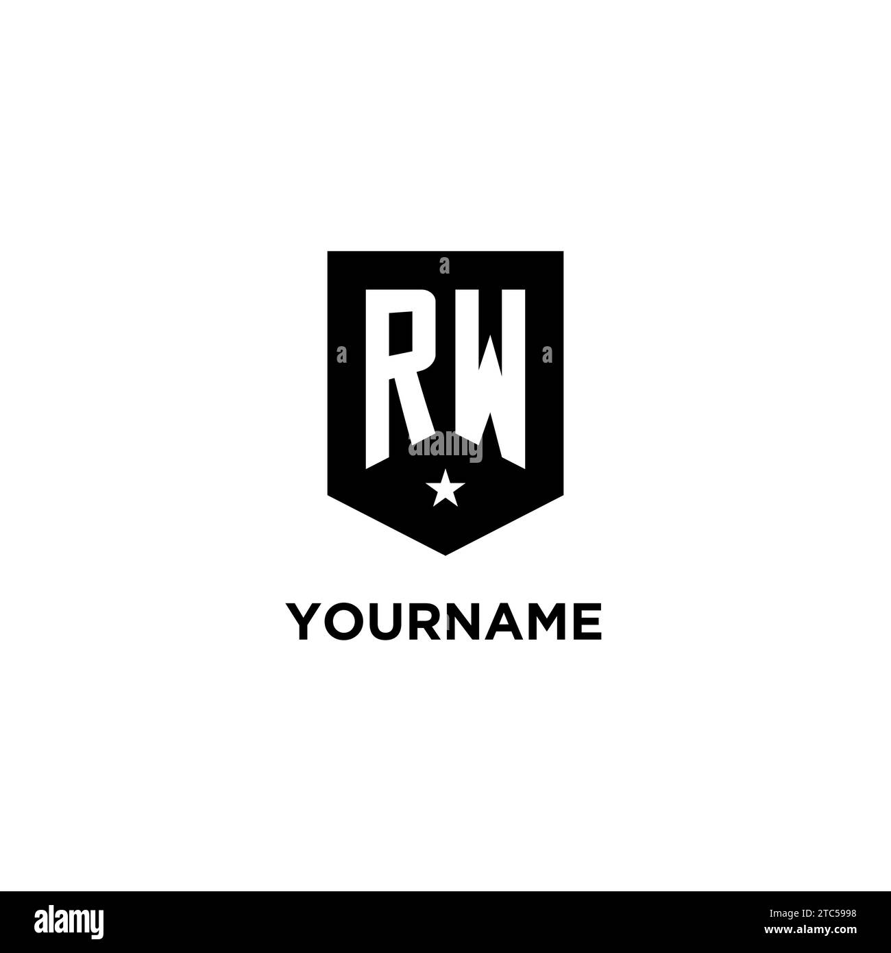 Initial-Logo mit RW-Monogramm und geometrischem Schild und Design-Ideen für Sternensykone Stock Vektor