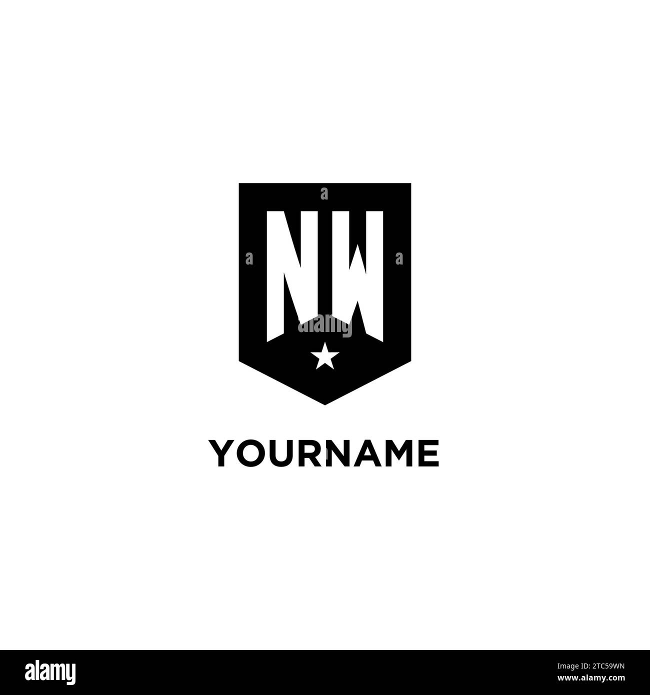 NW-Monogramm-Anfangslogo mit geometrischem Schild und Design-Ideen für Sternenkennzeichen Stock Vektor